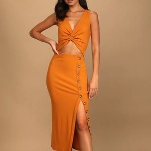 Lulu's midi dress, size L, orange